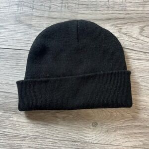 Unbranded Beanie Unisex OS Black Knit Cuffed Winter Hat J36‎
